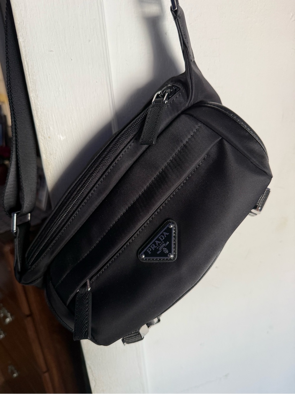 NEW Fashion Inspired Nylon Crossbody Bag with Silver Hardware - Picture 5 of 13